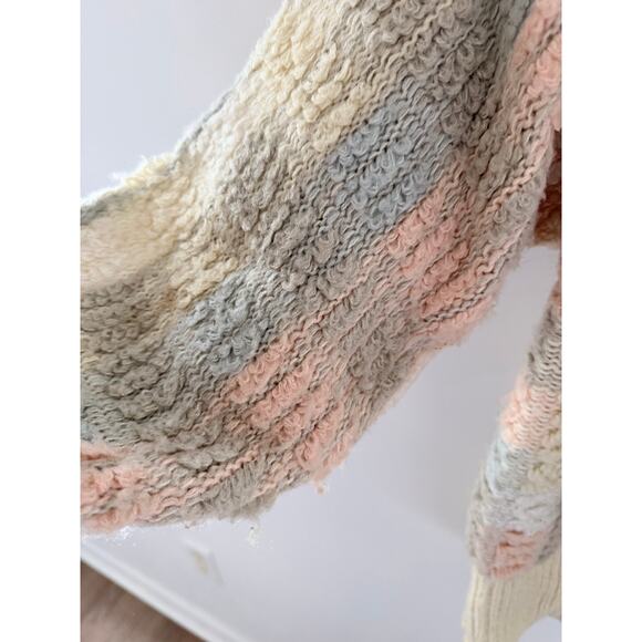 Vintage 1980s Lindsay Scott pastel-striped acrylic cardigan sweater-Size M - Picture 7 of 7